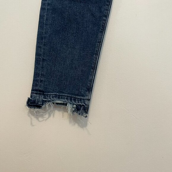 ANN TAYLOR LOFT Outlet Dark Wash Release Hem Fraying Cropped Crop Skinny Jeans 6 - Picture 8 of 13